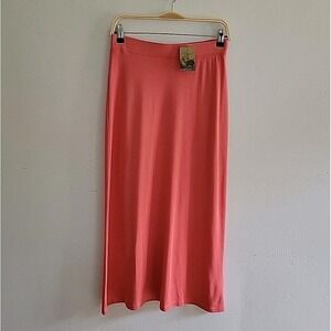Peruvian Connection A Line Midi Skirt Pink Guava Pima Cotton Effortless Summer